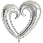 Helyuma Uyumlu Kalp Şekilli Büyük Boy Sevgililer Günü Metalik Kalpli Folyo Balon Gümüş Silver Kalp Balon