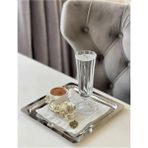 Hem Life 6 Lı Lüx Kare Çelik Gümüş Renk 21X21CM Kahve Servis Sunum Tepsisi Tabağı