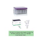 HEMA TUBE 100 Adet 10 ml Vakumlu Mor Kapaklı K3 Edtalı Tüp Ve 0.8*38 Mm (21G) Yeşil Iğne 5 Adet Holder