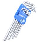 HemBorta® Torx alyan seti, 9 parçalı güvenlik torx anahtarı T10-T50, uzun yıldız anahtar seti, uçlarında delikli T10, T15, T20, T25, T27, T30, T40, T45 & T50 Torx açılı anahtar seti
