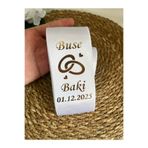 hemdemhediyelik Kişiye Özel Harfli Gold Gümüş Baskılı Takı Kurdelesi Siyah Beyaz TEK Uca (TARİHLİ)