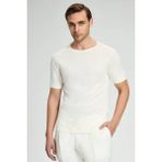 Hemington Bisiklet Yaka Beyaz Giza Pamuk Triko T-Shirt - Off White - 2XL