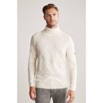 Hemington Kaşmir Yün Karışım Argyle Desen Boğazlı Yaka Ekru Kazak - 2XL
