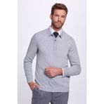 Hemington Polo Yaka Açık Gri Saf Kaşmir Kazak - 2XL
