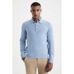 Hemington Polo Yaka Gök Mavisi Saf Kaşmir Kazak - 2XL - Sky Blue