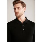 Hemington Polo Yaka Siyah Saf Kaşmir Kazak - XL