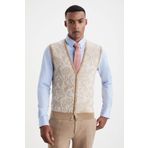 Hemington Şal Desen Camel Merino Yün Triko Yelek