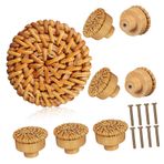 Hemobllo 1 Takım Dokuma Ahşap Sap Dolap Kulpları Adet Mobilya Kulpu Kapı Kulpları Dolap Kapı Kolları Siyah Baharat Rafı Hasır Şifonyer Rattan Mobilya Kolları Boho Çekmece Çeker Kamış 8 Adet