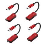 Hemobllo USB Adaptörü 4 Adet Kablosu Adaptörü Kulaklık Girişi Kulaklık Dönüştürücü Kulaklık Jakı Adaptörü Usb'den 3,5 Mm Jak Adaptörüne Tip- Jakına Usb Alaşım Kabuğu Şarj Etmek Bağlayıcı