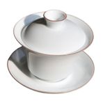 HEMOTON 1 Takım Kung Fu Gaiwan Porselen Çay Bardağı Çanak Çömlek ısıya Dayanıklı Çay Fincanı Kung Fu Çay Kasesi Büyük Gaiwan Çay Bardağı Sake Shot Çiçekler İngiltere Seramik Beyaz Seyahat