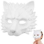 HEMOTON 3D Aslan Maskesi Beyaz Boş Yarım Yüz Aslan Kafası Maskesi Korkunç Hayvan Cadılar Bayramı Cosplay Kostüm Aksesuarları Boyama Parti Iyilik Yetişkinler Için Sahne Erkekler