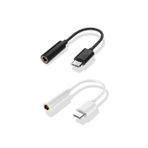 HEMOTON Type C - 35mm Ses Adaptörü Kablosu Usb-c Erkek - 35mm Dişi Jak 2li Set Siyah Tersinir Konnektör