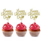 Hengmerry 24 Paket Mutlu Sevgililer Günü Cupcake Süsleri Altın Simli Tatlı Aşk be Mine Cupcake Kürdanları Düğün Nişan Sevgililer Günü Parti Süslemeleri