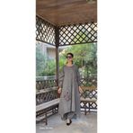 Henna Elisa bahar uzun keten salaş tunik haki yeşil