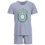Henry Terre Erkek Pijama Shorty Paul Boston Pijama Seti M-5XL Pamuklu Şort ve Kısa Kollu Tişört Sportif Tasarım Yazlık Pijama Takımı, Açık gri, L