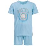 Henry Terre Erkek Pijama Shorty Paul Boston Pijama Seti M-5XL Pamuklu Şort ve Kısa Kollu Tişört Sportif Tasarım Yazlık Pijama Takımı, Açık mavi, L