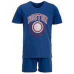 Henry Terre Erkek Pijama Shorty Paul Boston Pijama Seti M-5XL Pamuklu Şort ve Kısa Kollu Tişört Sportif Tasarım Yazlık Pijama Takımı, Mavi, L