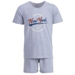 Henry Terre Erkek Pijama Shorty Paul New York Pijama Seti M-5XL Pamuklu Şort ve Kısa Kollu Tişört Sportif Tasarım Yazlık Pijama Takımı, Açık gri, XXL