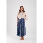 Henza Nisay Boutique Piliseli Etek - 36 - 40 - Mavi İndigo