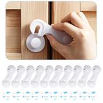 HEOATH Çocuk Güvenliği Dolap Kilitleri (10'lu Paket) - Çekmeceler, Klozet, Buzdolabı, Fırın için Bebek Prova Mandalı Kilidi, 10 Ekstra 3M Yapıştırıcı ile - (Beyaz)