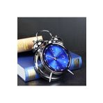 HEPBİMODA Güçlü Alarm Sesi Akar Mekanizmalı Nostaljik Gümüş Metal Işıklı Çift Çanlı Çalar Saat Masa Saati