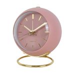 HEPBİMODA Retro Saat Masa Saati Çalar Saati Metal Pembe