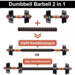 Hepitop Halter ve Dambıl Seti Fonksiyonel Ağırlık ve Vücut Geliştirme Aleti - 10 kg - Siyah