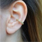 Heppii İnce Earcuff Taşlı Sıkıştırmalı Kıkırdak Küpesi Deliksiz Kıkırdak Küpesi İnce Taşlı Earcuff - Standart - Sarı