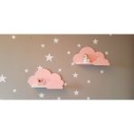 Hepsi Tedarik 40X23 cm Ebadında Dekoratif Amaçlı 2 Adet Pembe Bulut Raf Çocuk Odası Rafı