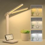 hepside Çift Kafa Masa Lambası LED Kısılabilir, Kademesiz Karartma 3 Renk Sıcaklığı Seviyeleri Göz Koruması LED Masa Lambası, USB Portu Masa Lambası Çocuklar, Yatak Odası Ofis için Dokunmatik Kontrol Masa Lambası