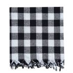 Hepsine Rakip 150x150 Cm Kareli Yer Sofra Bezi Piknik Masa Örtüsü Saçaklı Siyah