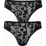 Hepsine Rakip 2li Kadın Önü Dantel Bikini Arkası Düz Ince Lastik Ekonomik - S - M - Siyah