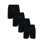 Hepsine Rakip 4lü Erkek Düğmeli Boxer Ekonomik %100 Pamuklu Paçalı Don - Siyah - XL