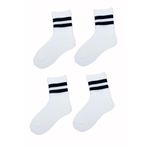 Hepsine Rakip 4lü Unisex Çizgili Kısa Çorap Pamuklu Tenis Ekonomik Spor - Beyaz - 36 - 42
