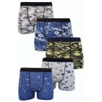 Hepsine Rakip 5li Erkek Çocuk Desenli Boxer Neşeli Ekonomik Pamuklu Paçalı Don - 10 - 11 Yaş - Karışık