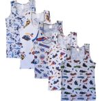 Hepsine Rakip 5li Erkek Çocuk Renkli Desenli Atlet %100 Pamuklu Neşeli - Karışık - 9 - 10 Yaş