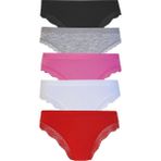 Hepsine Rakip 5li Kadın Pamuklu Paça Dantelli Bikini Külot Iç Çamaşırı Işık - S - M - Karışık