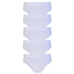 Hepsine Rakip 5li Kadın Pamuklu Paça Dantelli Yüksek Bel Külot Iç Çamaşırı Işık - 2XL - 3XL - Beyaz
