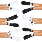 Hepsine Rakip 6lı Kadın Unisex Çizgili Kısa Çorap Pamuklu Tenis Ekonomik Spor - Karışık - 36 - 42