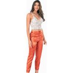 Hepsine Rakip Kadın Ip Askılı Bralet Saten Pantolon Pijama Takımı Altüst Gecelik - L - Turuncu