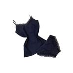 Hepsine Rakip Kadın Ip Askılı Dantel Detaylı Atlet Bikini Takım Pamuklı Esnek - Lacivert - L - XL