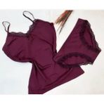 Hepsine Rakip Kadın Ip Askılı Dantel Detaylı Atlet Bikini Takım Pamuklı Esnek - Mürdüm - L - XL