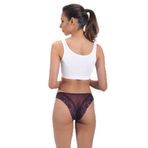 Hepsine Rakip Kadın Transparan Brazilian Külot Dantel Detaylı Fantazi Bikini - S - M - Mürdüm
