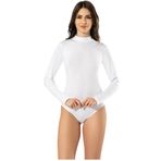 Hepsine Rakip Kadın Uzun Kol Balıkçıyaka Çıtçıtlı Pamuk Body Bayan Atlet - Beyaz - L