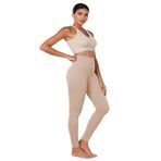 Hepsine Rakip Kadın Yüksek Bel Fitilli Esnek Spor Tayt 4117 Bej L-XL