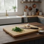 Hepta Collection Yuvarlak Bambu Kesme Sunum Tahtası (Büyük Boy) | Antibakteriyel, Metal Kulplu Pizza/şarküteri Tahtas
