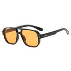 Heptagram Retro Büyük Boy Havacı Güneş Kadınlar 70s Kare Vintage tonları Trendy Plastik Çerçeve Güneş Gözlükleri Sunnies, Siyah/Turuncu