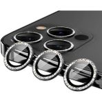 Heptek İletişim Apple iPhone 12 Pro Max Kamera Lens Koruyucu Renkli Taşlı Tasarım Kolay Takma Aparatlı (Cl-06) - Siyah