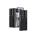 Heptekiletişim Galaxy Z Fold 6 Kılıf Kamera Korumalı Karbon Fiber Arka Yüzey Hptk Kartlıklı Kıpta Sert Kapak-Siyah
