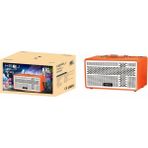 HEPU HEPU-923 Profesyonel Deri Tasarımlı Karaoke Çift Mikrofonlu Bluetooth Ultra Bass Parti Hoparlörü - Turuncu